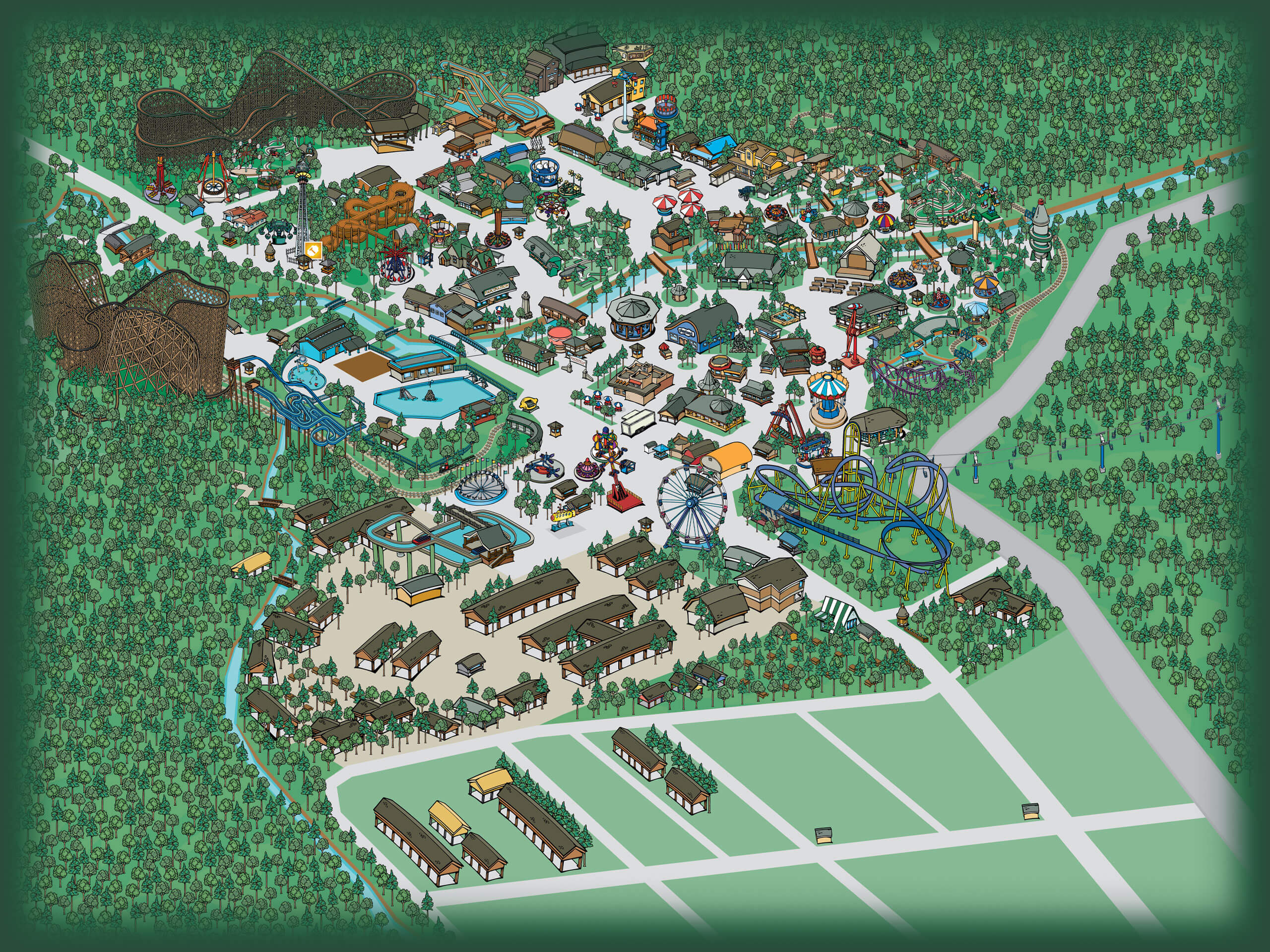 Illustrated map of Knoebels Amusement Resort