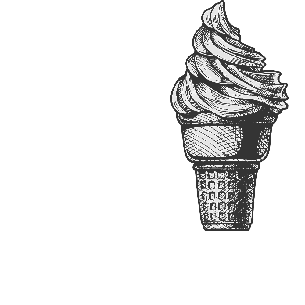 Sketch of soft-serve ice cream in a cone