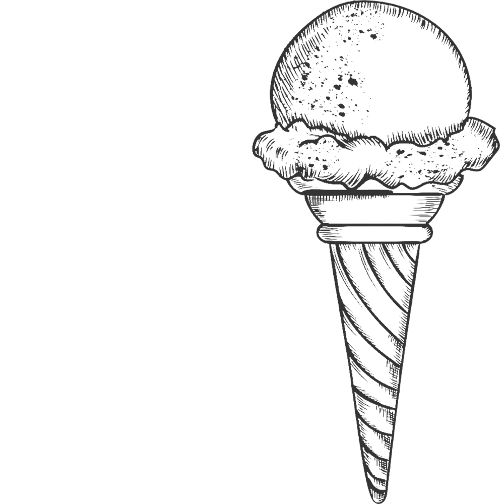 Sketch of hard ice cream in a cone